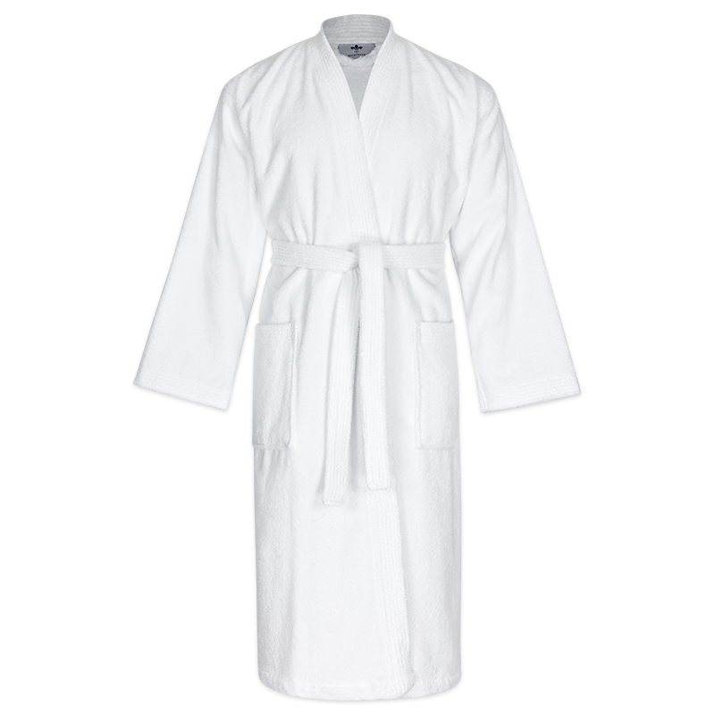 single Bathrobe- white - Green ply - 179 terry type Kimono in 350g/m²