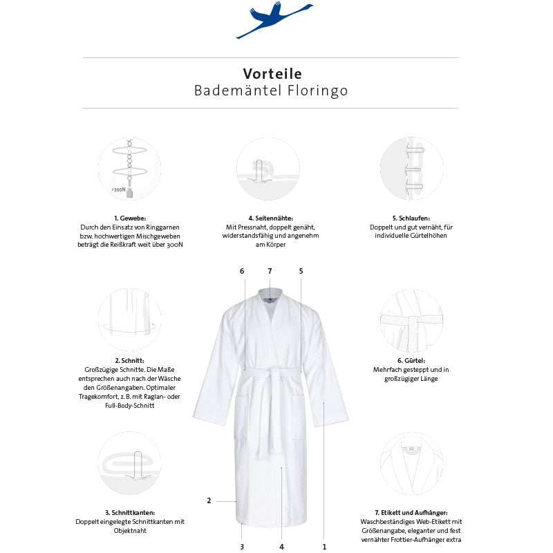 Premium - Bathrobe shawl collar type 301 380g/m² velour - in white